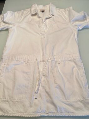 Universal Thread White Denim Short Sleeve Drawstring Utility Mini Dress Pockets